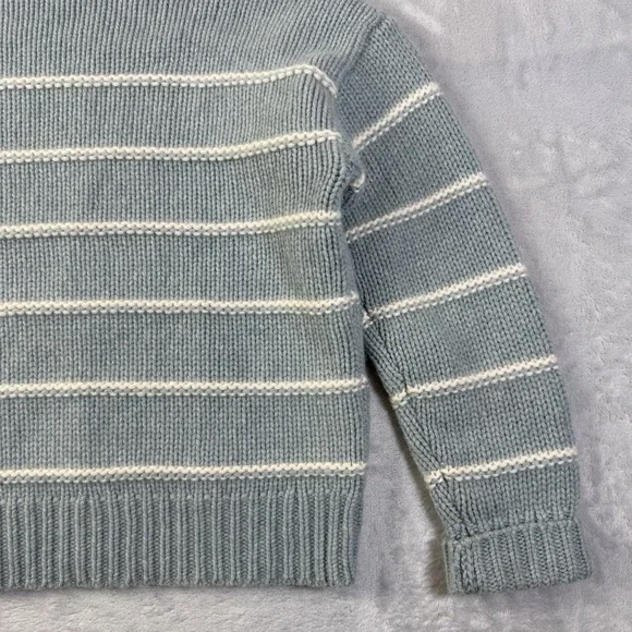 Garnet Hill 100% Recycled Cashmere Turtleneck Sweater Women's XS Blue Striped - Picture 11 of 13